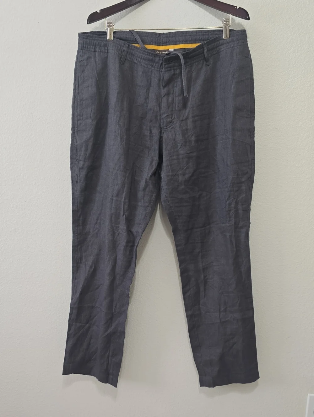Island Importer Men's Charcoal Drawstring Linen Blend Chinos 36